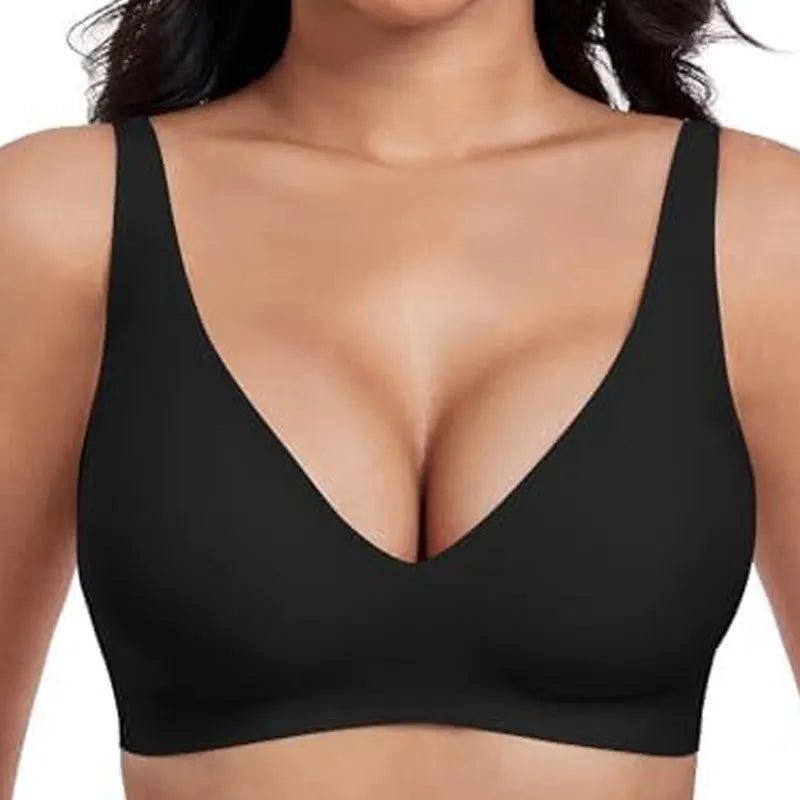 2-Piece Set💕 Jelly Wireless Womens Comfortable Wireless Bras Push Up Bralettes Seamless Tshirts Bras Deep V Everyday Bras💕