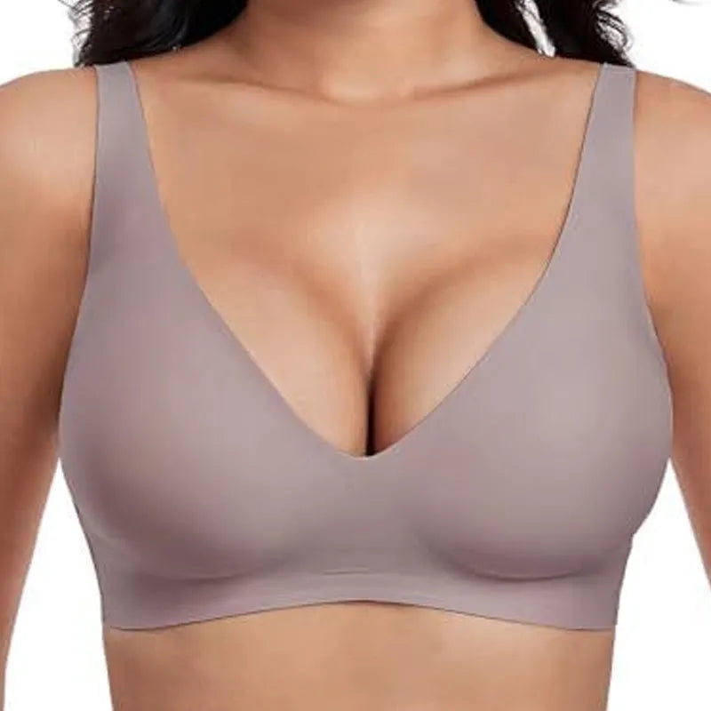 2-Piece Set💕 Jelly Wireless Womens Comfortable Wireless Bras Push Up Bralettes Seamless Tshirts Bras Deep V Everyday Bras💕