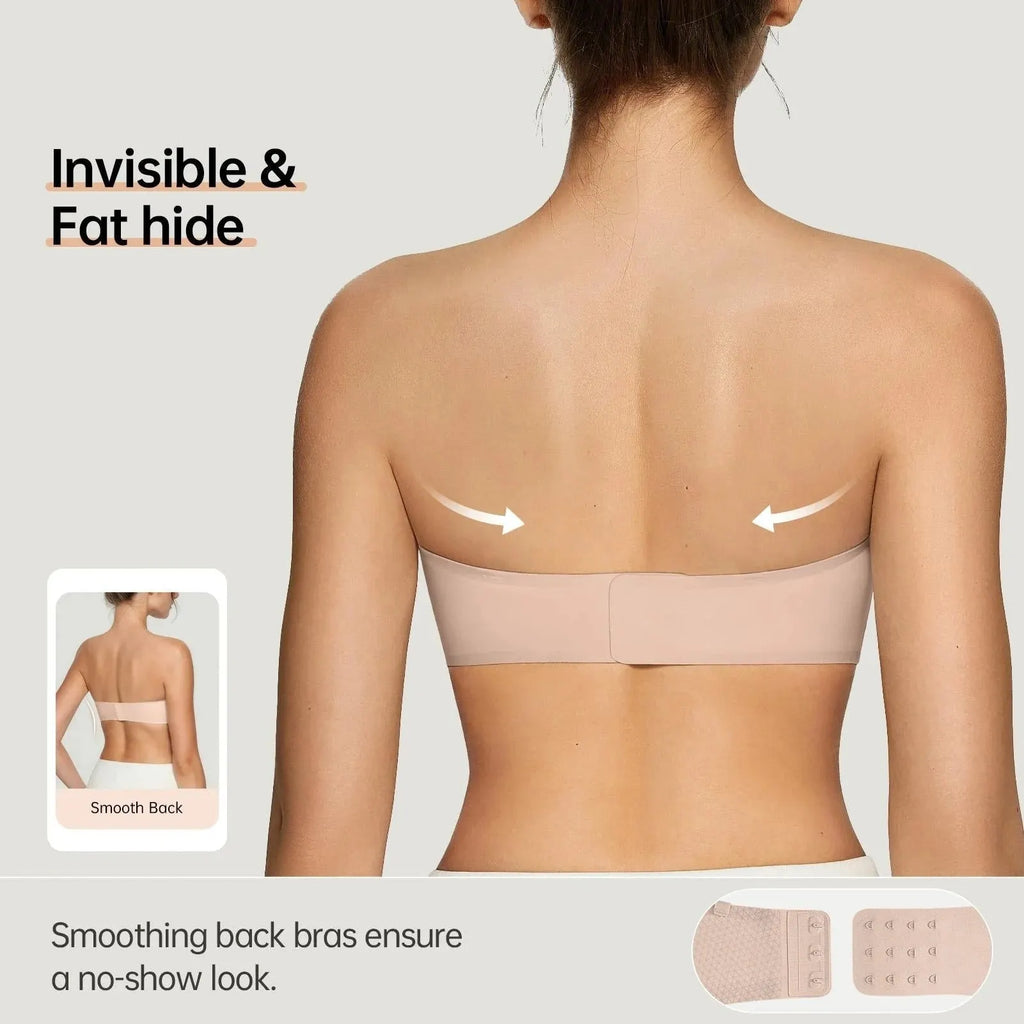 💞Womens Strapless Bras Push Up Bandeau Bra Non Slip Wireless Supportive Padded Bras Seamless Comfortable Tube Jelly Bras