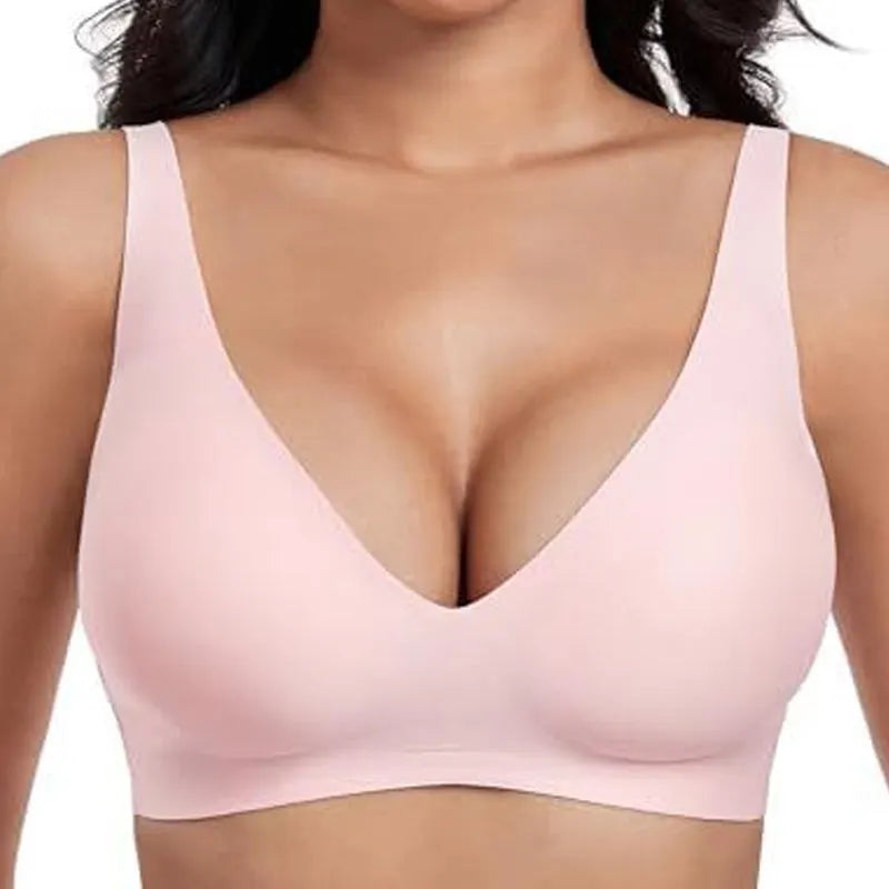 2-Piece Set💕 Jelly Wireless Womens Comfortable Wireless Bras Push Up Bralettes Seamless Tshirts Bras Deep V Everyday Bras💕