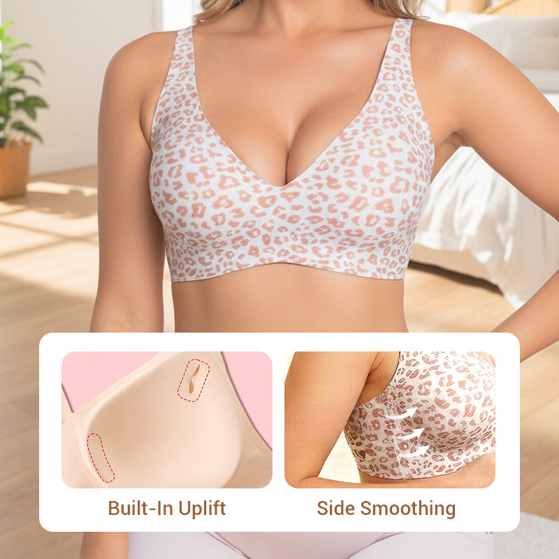 2-Piece Set💕 Jelly Wireless Womens Comfortable Wireless Bras Push Up Bralettes Seamless Tshirts Bras Deep V Everyday Bras💕