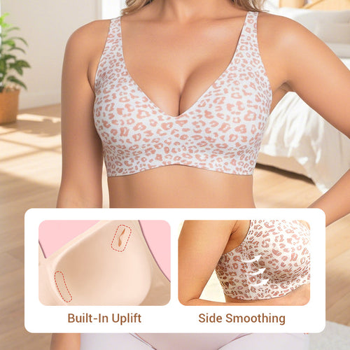 2-Piece Set💕 Jelly Wireless Womens Comfortable Wireless Bras Push Up Bralettes Seamless Tshirts Bras Deep V Everyday Bras💕