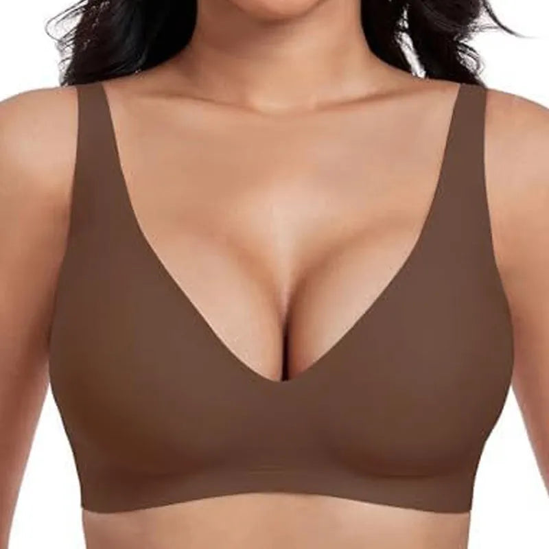 2-Piece Set💕 Jelly Wireless Womens Comfortable Wireless Bras Push Up Bralettes Seamless Tshirts Bras Deep V Everyday Bras💕