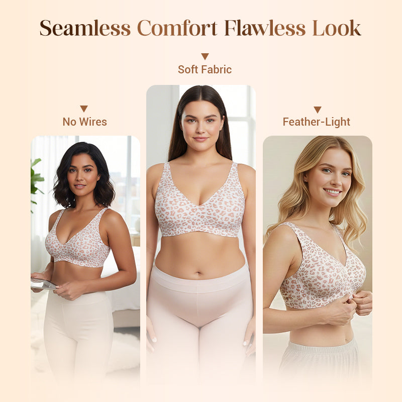 2-Piece Set💕 Jelly Wireless Womens Comfortable Wireless Bras Push Up Bralettes Seamless Tshirts Bras Deep V Everyday Bras💕
