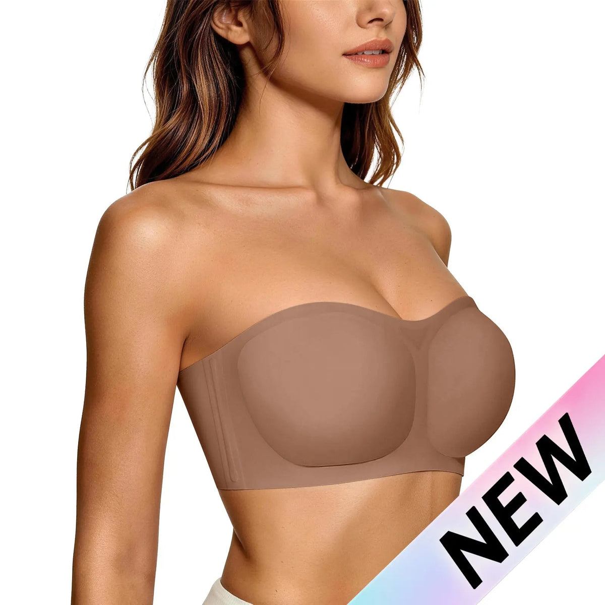 💞Womens Strapless Bras Push Up Bandeau Bra Non Slip Wireless Supportive Padded Bras Seamless Comfortable Tube Jelly Bras