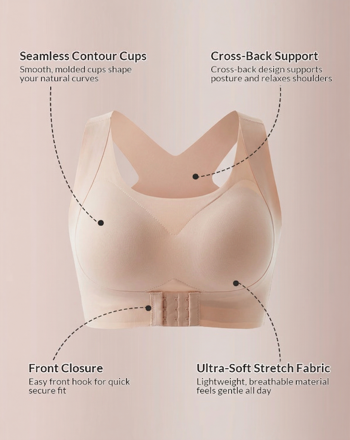 LAST DAY PROMOTION -  Closure Cross-Back Wireless Posture Bra